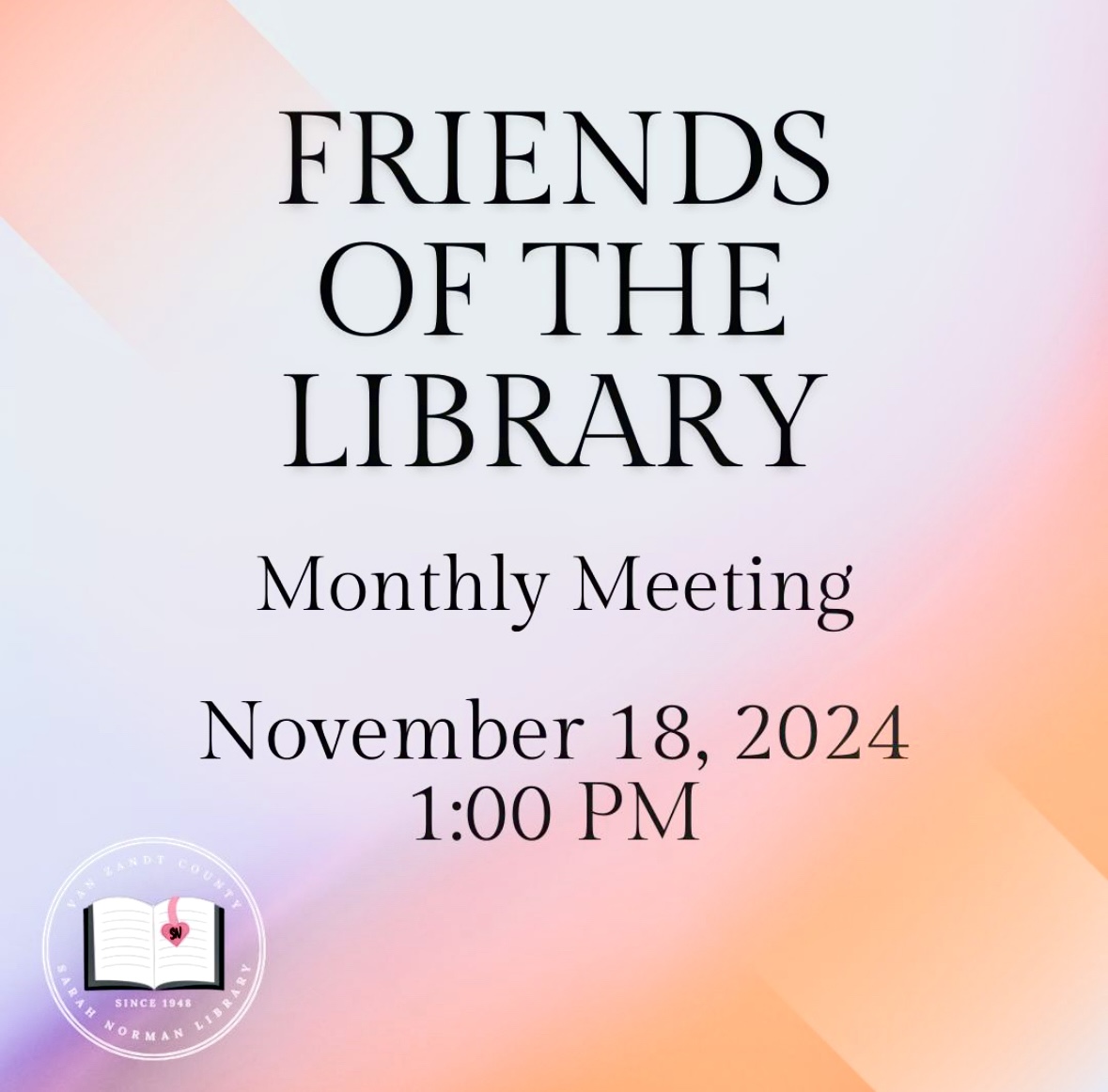 Friends of the Library Monthly Meeting