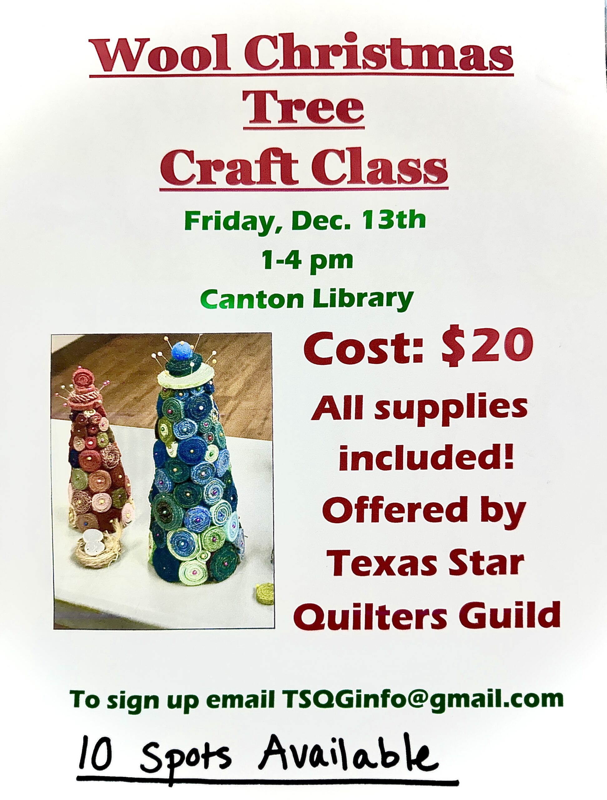 Sit & Sew Days: Wool Christmas Tree Craft Class