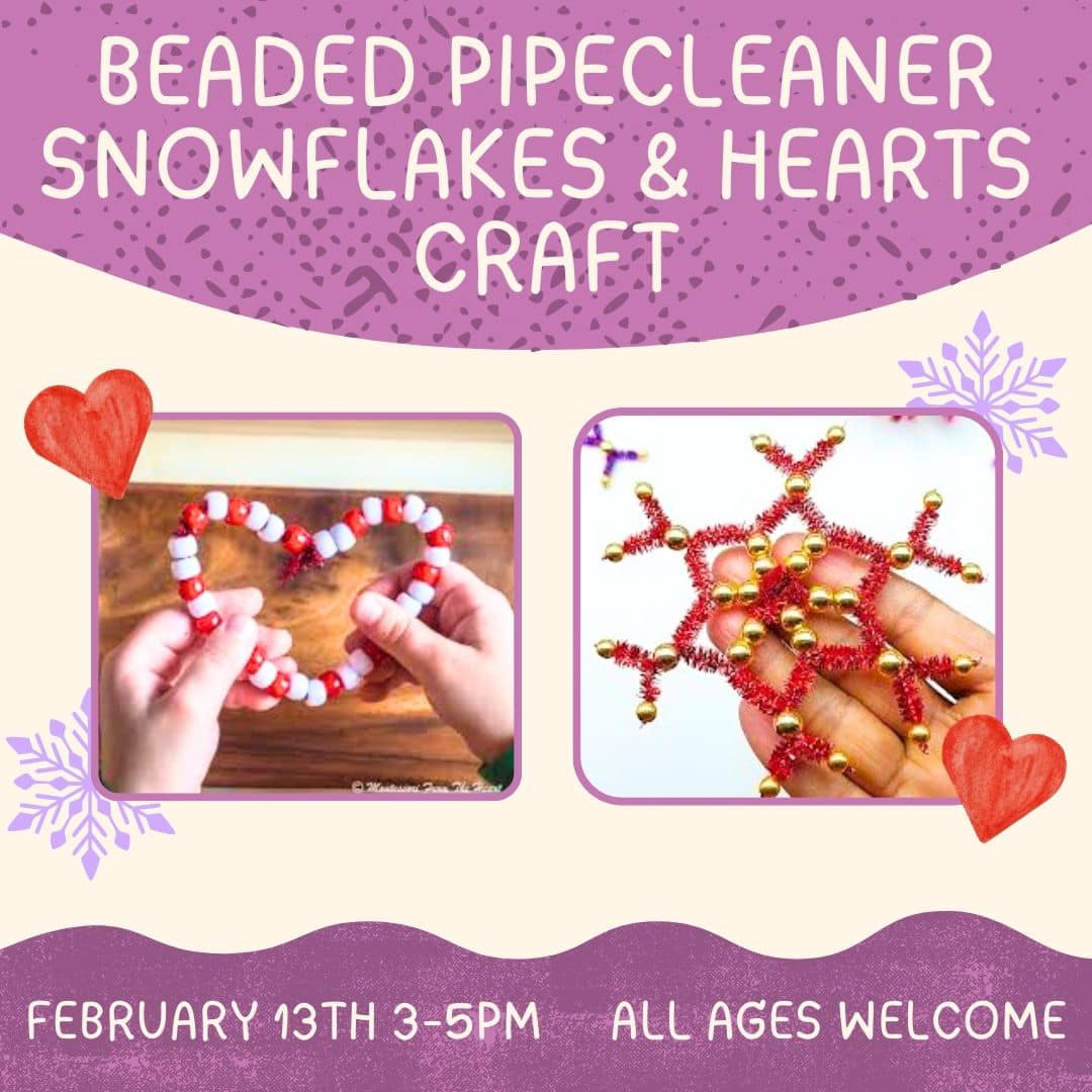 Beaded Snowflake and Heart Pipe cleaner Craft